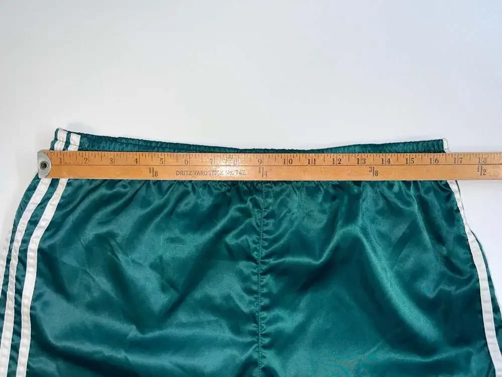 Vintage 90s Adidas Green Satin Nylon Soccer Shorts XL 3-Stripe Gorpcore 0207